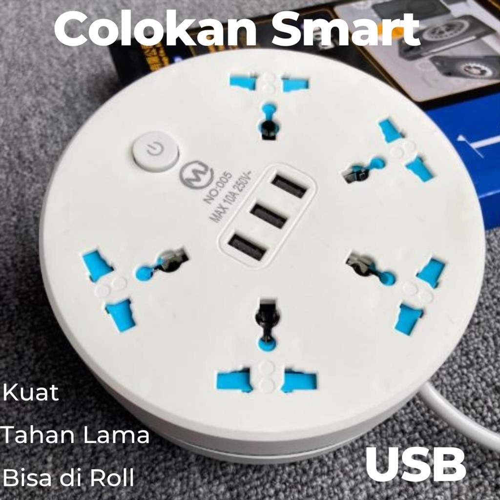 Colokan listrik USB Smart Power Strip Steker Listrik Aesthetic Stop Kontak