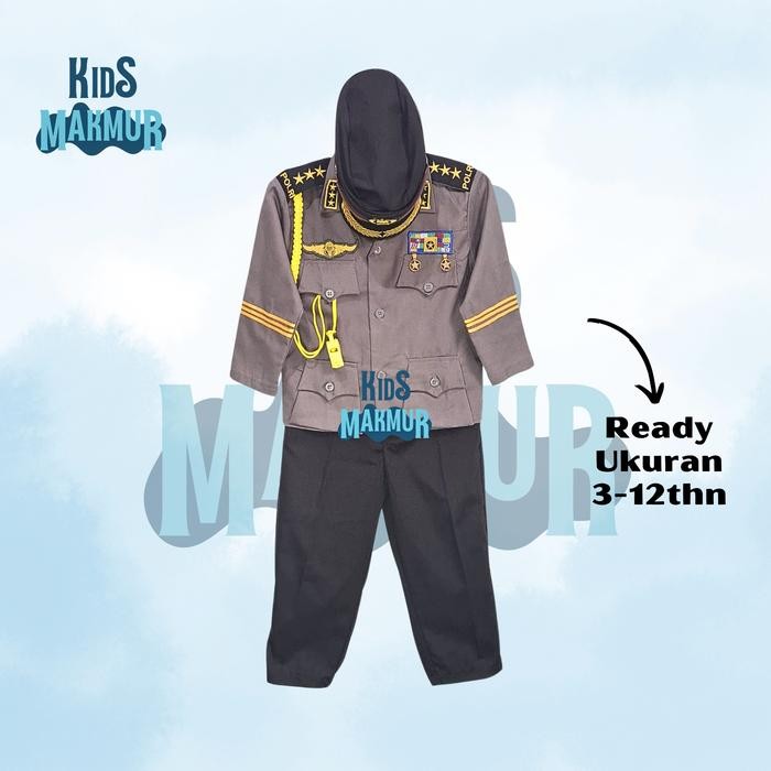 Baju polisi jendral anak perempuan baju polwan wanita ank tk murah tk - POLWAN JENDRAL, HANYA TOPI