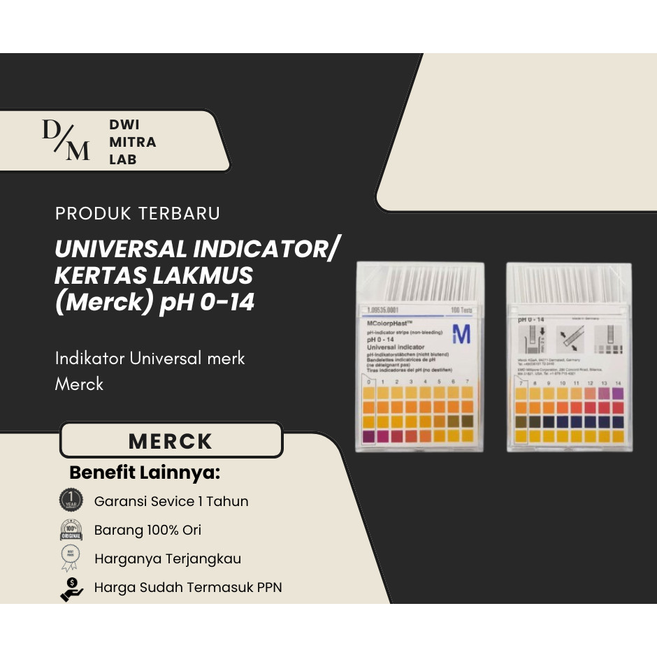 UNIVERSAL INDICATOR/ KERTAS LAKMUS (Merck) pH 0-14