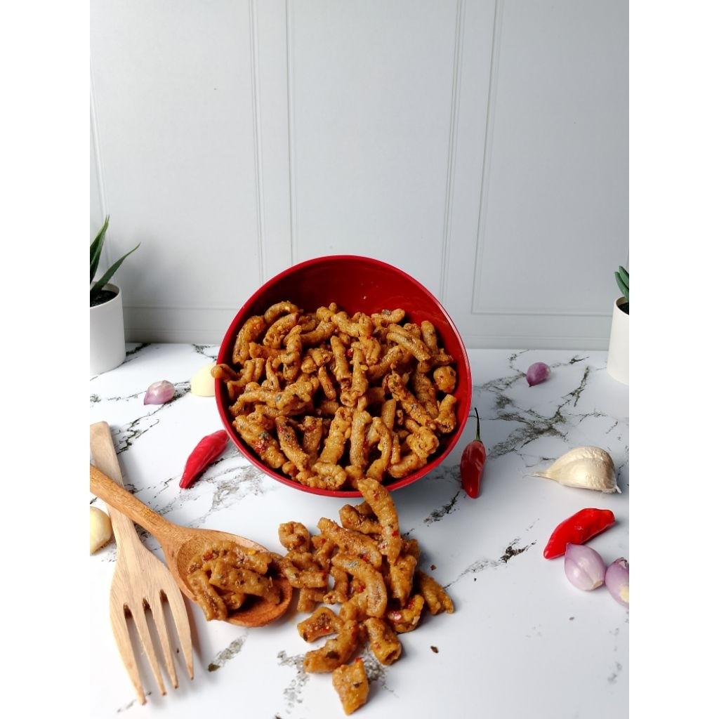 

-MR. BIG SNACK Usus Ayam Crispy Pedas Daun Jeruk-250gr