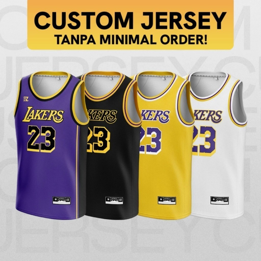 [FREE CUSTOM SATUAN] Jersey Basket  LA Lakers KB  Baju Kaos T-Shirt Atasan CostumCO