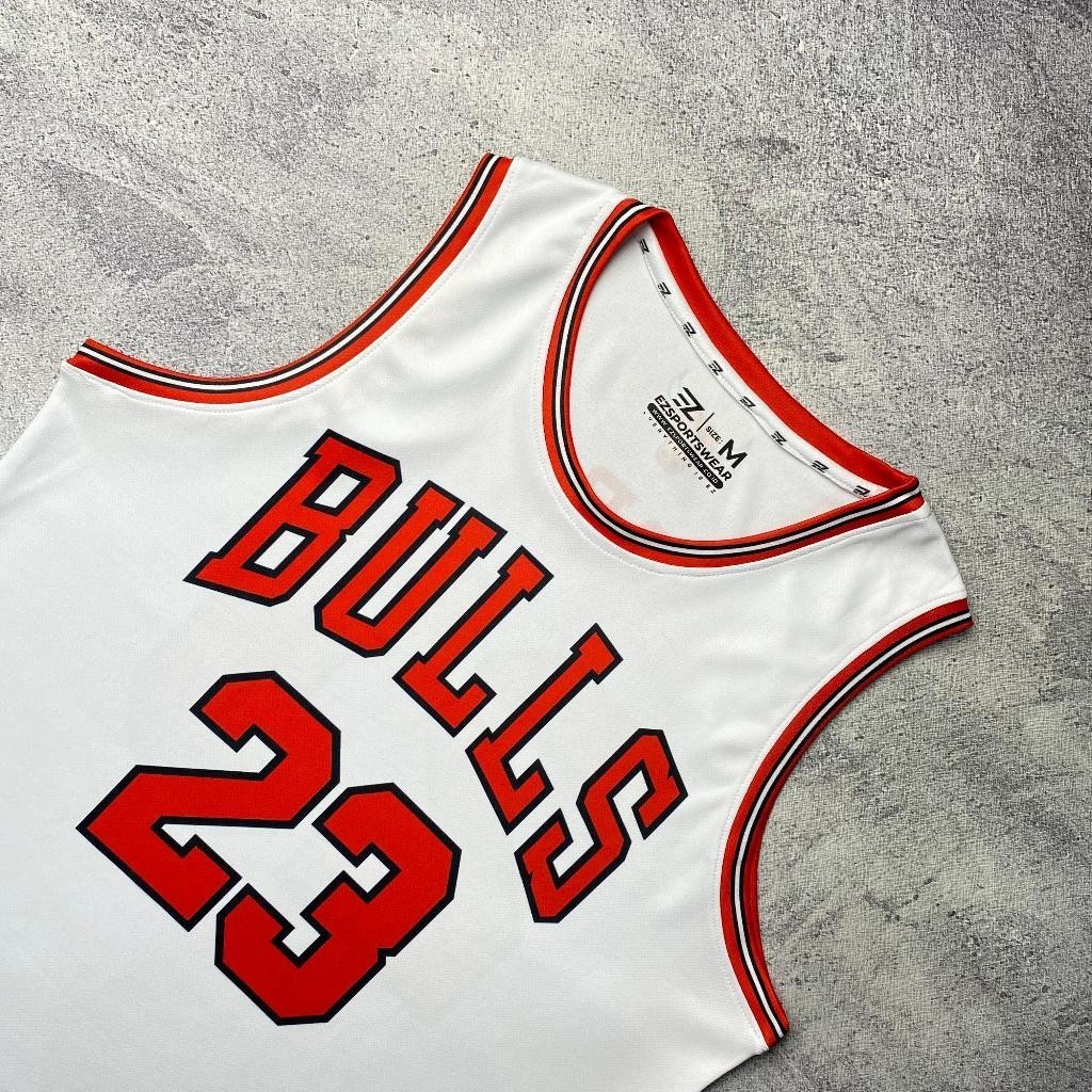 [ORIGINAL] Jersey Jordan Bulls #23 PUTIH WHITE -Swingman Bola Basket  Baju Kaos T-Shirt Tshirt Atasa