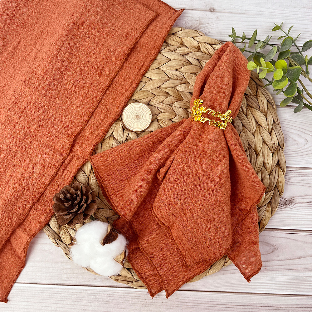 

50PCS Terracotta Sewing Cloth Napkins 30x30cm Cotton Factory Wholesale Fabric Serviette Gauze Table Towels Wedding Decoration