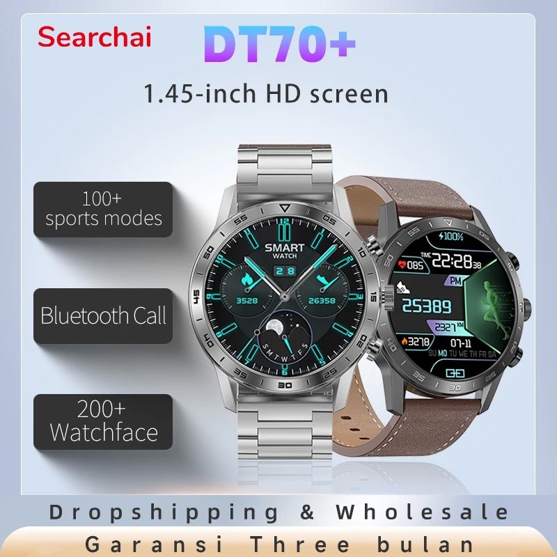 Garansi 3 Bulan DT Smartwatch Original 1.45inch Bluetooth Call 100+ Sports Modes Smartwatch Men Jam 