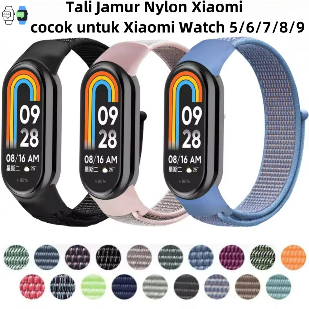 Xiaomi Nylon Loop Strap MI band 10/9/8 Mi Band 5/6/7 Warna Adjustable Soft woven strap