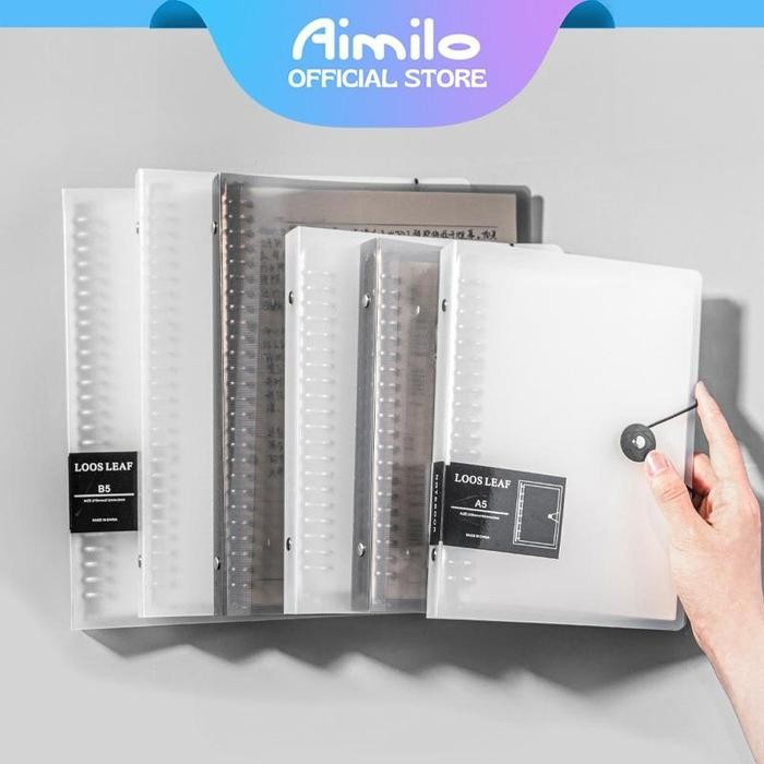 

TERLARIS! [READY] Aimilo Binder A5/B5 Buku Binder Aesthetic Transparan Hitam Putih Loose-Leaf Notebook Korea