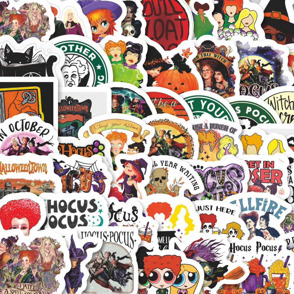 

Stiker Cutting Pack Stiker Kartun Hocus Pocus Witch / Penyihir Isi 100Pcs Series Aesthetic Lucu Keren Untuk Koper Bahan Vynil
