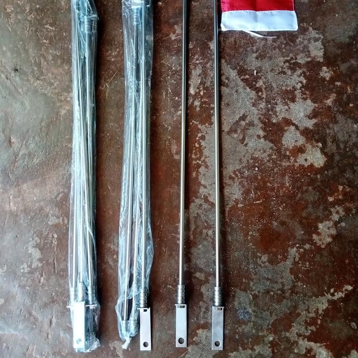 tiang bendera silver 70 cm dan bendera sepeda ontel