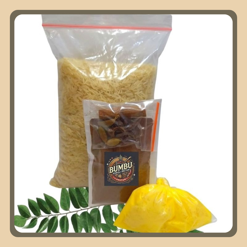 

Paket Nasi Kebuli 3in1 ( Basmati 1kg + Bumbu 80gr + minyak Samin )