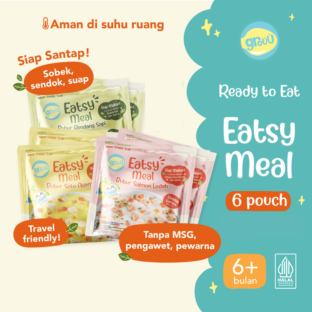 Grouu Eatsy Meals Bubur Bayi Instan Siap Saji Mpasi Makanan Bayi 6 8 9 12 Bulan