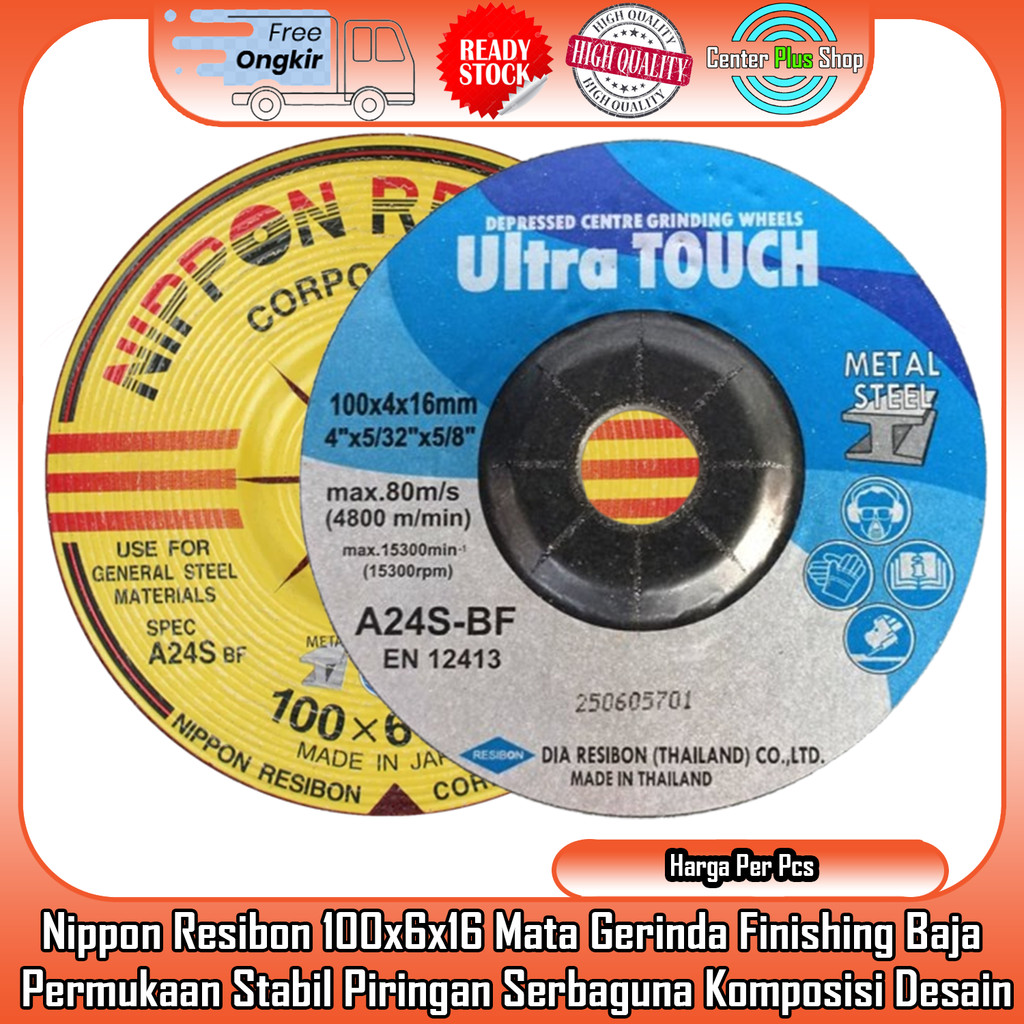 Nippon Resibon 100x6x16 Mata Gerinda Finishing Baja Permukaan Stabil Piringan Serbaguna Komposisi Ko