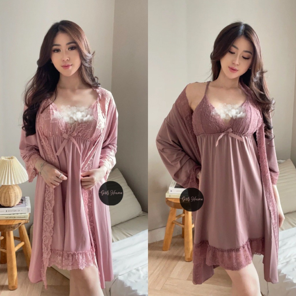 GROSHOP.ID007L Lingerie Dress + Kimono + Belt [ Girlsheaven_id ]