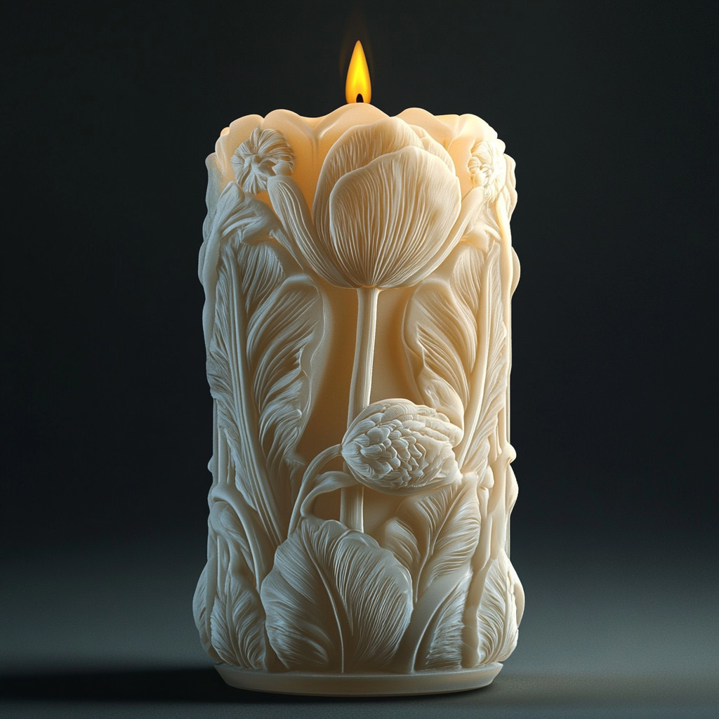 

3D Rattan relief cylindrical candle silicone mold blooming peony relief cylindrical candle mould flower cylindrical gypsum molds