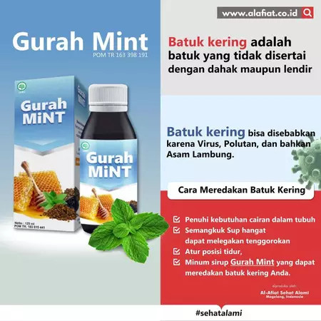 Madu Gurah Mint Al Afiat Obat Sirup Herbal Batuk Sesak Nafas Asma 125 ml ORIGINAL