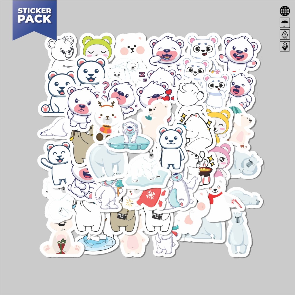 

[100PCS]Stiker Pack Hewan Beruang Kutub Aesthetic Vinyl Anti Air Dekorasi Sticker Laptop Buku Journal Koper Helm Casing HP Gitar Helm Skateboard