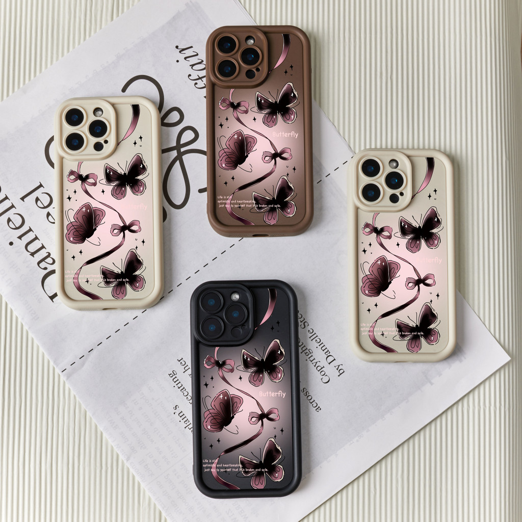 Pink Black Butterfly Ribbon Casing For Infinix Smart 5 6（RM2 32GB RM3 64GB ) 7  8 Hot 9 10 11 12  Pl