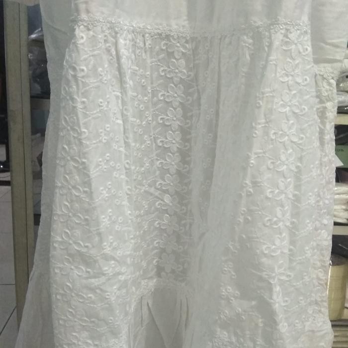 GAMIS KATUN PUTIH / GAMIS KATUN MOTIF TIMBUL Katun Polos Putih cantik jepang rempel  kombinasi Karet