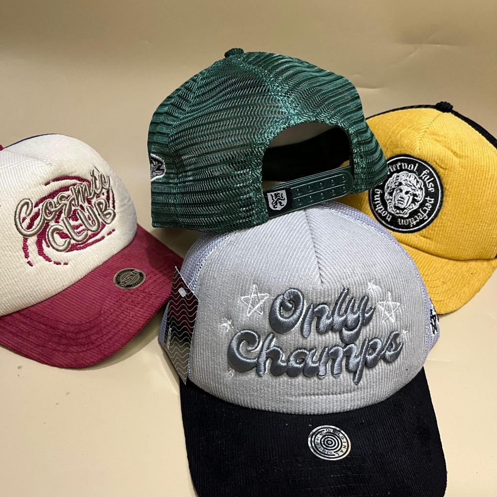 TOPI JARING TRUCKER LIDAH PENDEK BAHAN CORDUROY