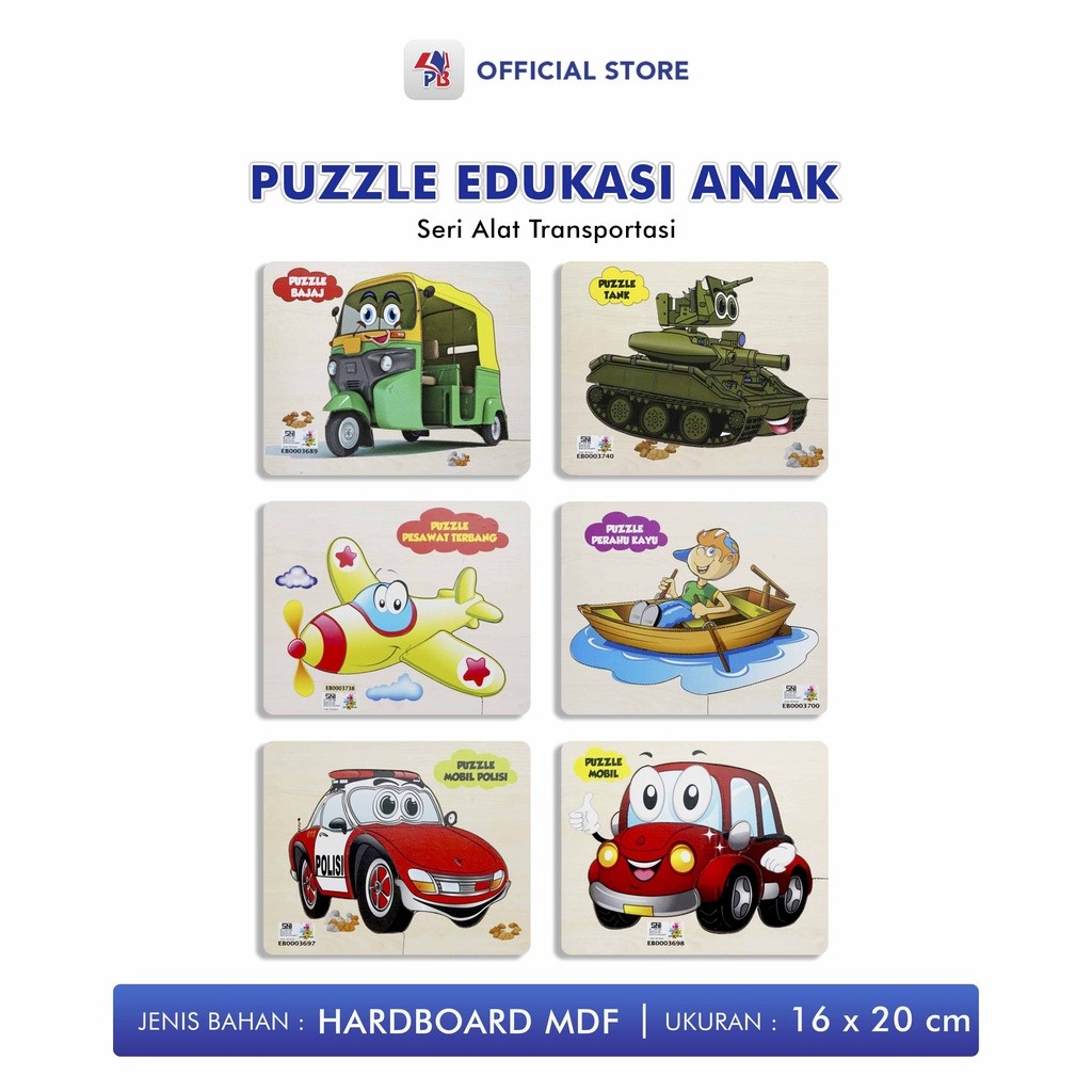Puzzle Edukasi Anak / Puzzle Kayu / Puzzle Anak Puzzle Transportsi Mobil Polisi Bajaj Pesawat / King