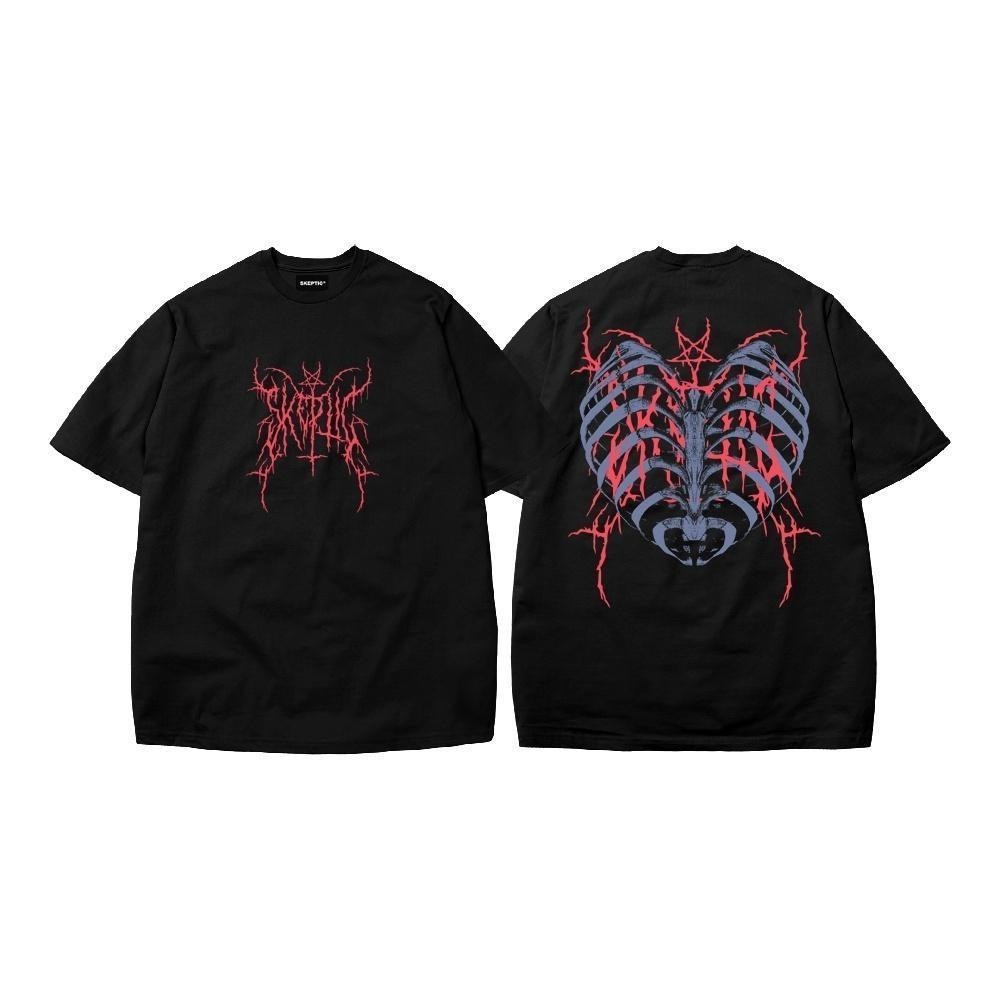 Chaos KAOS boxy philipp plein harga HEART Oversized Black Shirt KAOS Pria dan Wanita kaos vintage pr