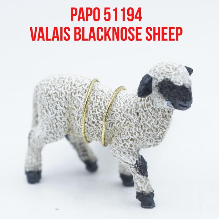 PAPO 51194 Valais Blacknose Sheep Domba Hidung Hitam Valais Ovis Aries Mainan Figure Binatang Miniat