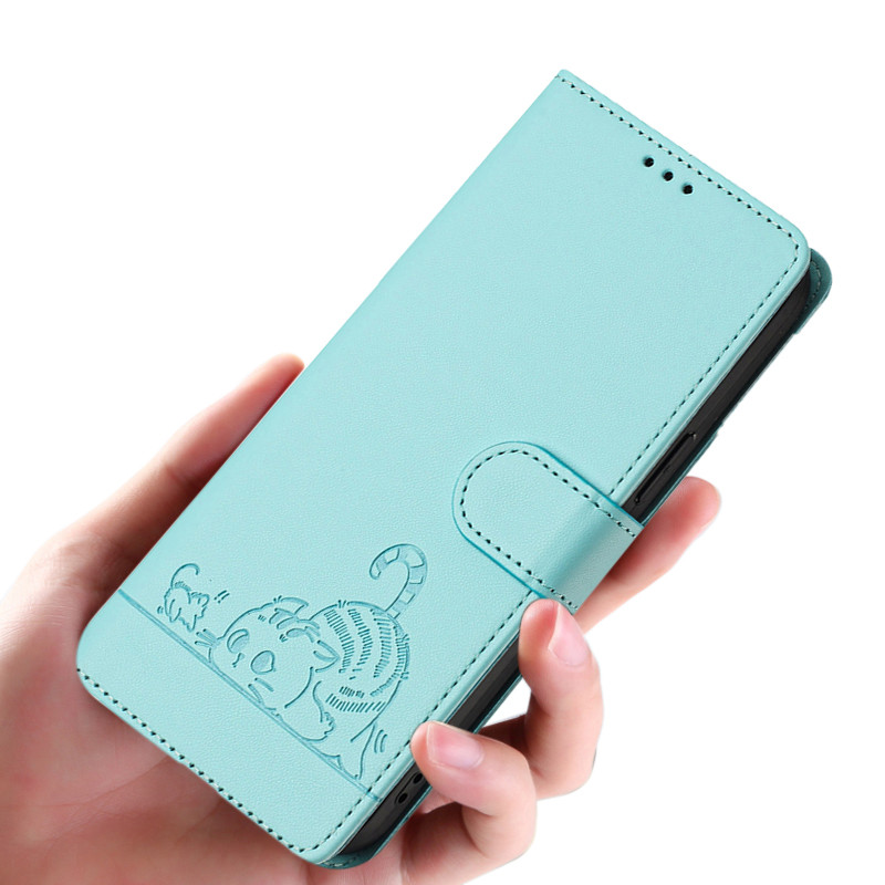 Phone case infinix hot 40 50 50i 50 Pro Plus Cute Cat - Themed Embossed Patterns Flip Cove Leather C