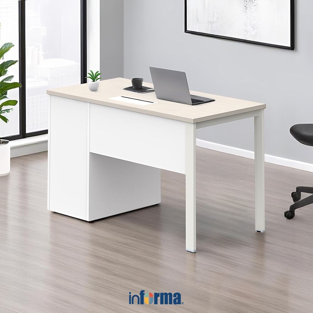 Informa Meja Kantor 120 Iw - Putih Iron Wood/Virginia Walnut Meja Kerja Office Desk Meja Komputer Me