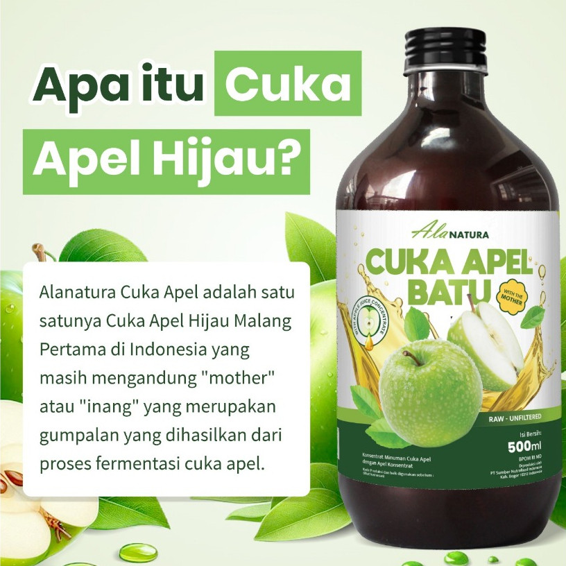 

Green Apple Cider Vinegar/Cuka Apel Organik With The Mother- 500 Ml Kolesterol, Diet & DetoksTubuh