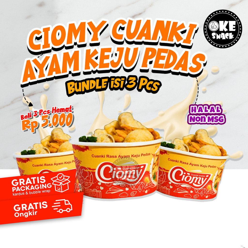 

Ciomy Cuanki Ayam Keju Pedas Isi 3 Cup Besar Pedas Kuat