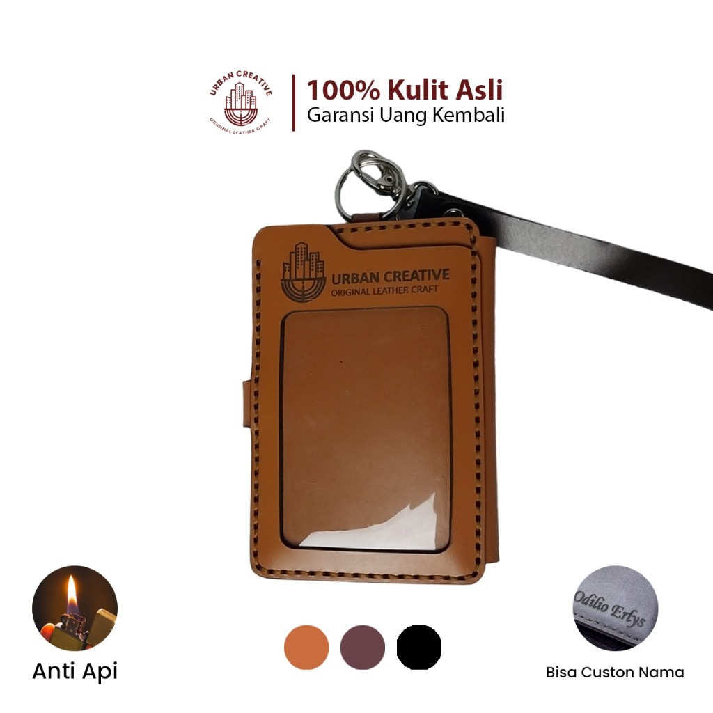 

KAYDEN STORE URBAN CREATIVE Name Tag ID Card Holder Lanyard Pria Wanita Kulit Praktis Premium NT8L