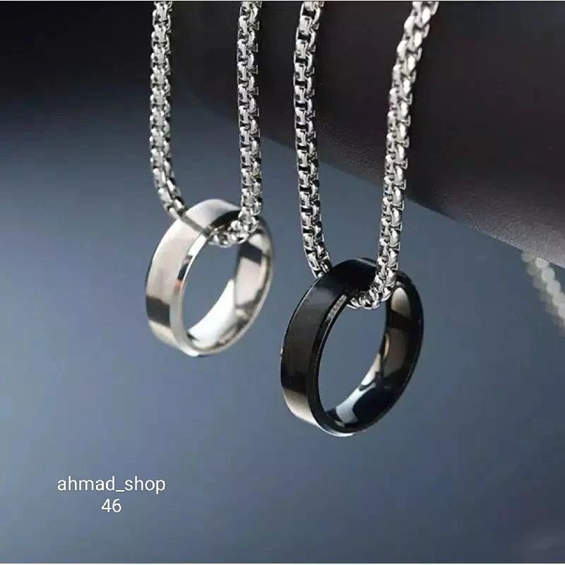 Kalung titanium/kalung+liontin cincin titanium pria wanita