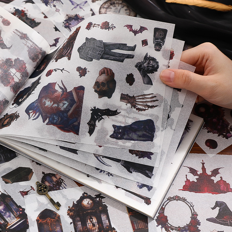 

20 Pcs Vintage Dark Gothic Sticker Book Decoration Material Paper Perfect for Journal Collage Scrapbooking Aesthetic Stationery