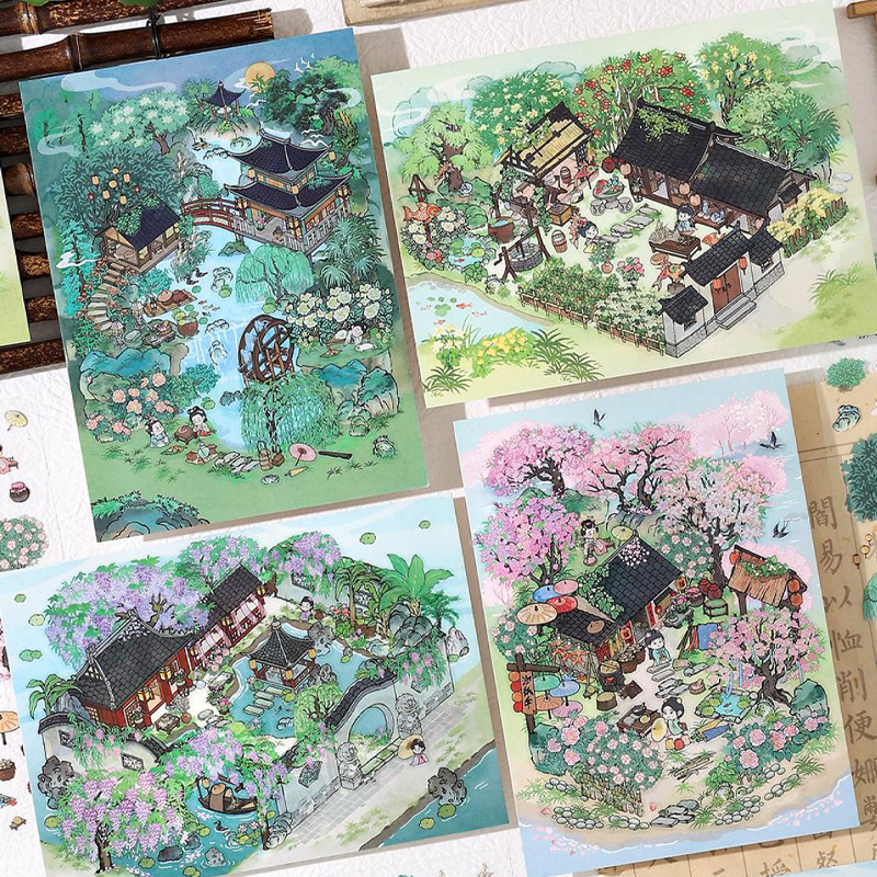 

Mr Paper 2.5D Scenography Stickers My Cottage 4th Bullet Mini Scene Series Stickers DIY Miniatures Scene Stickers 12Pcs in