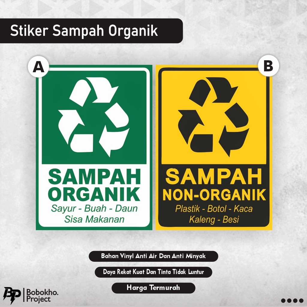

Stiker Sampah Organik Non Organik / Stiker Limbah Organik Non Organik / Stiker Sampah Kering / Sticker Sampah Basah