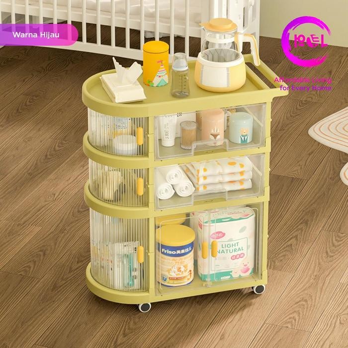 [POL] Rak Troli Lipat Bayi Roda 4 Susun | Rak Penyimpanan Serbaguna | Troli Penyimpanan | Rak Troli 