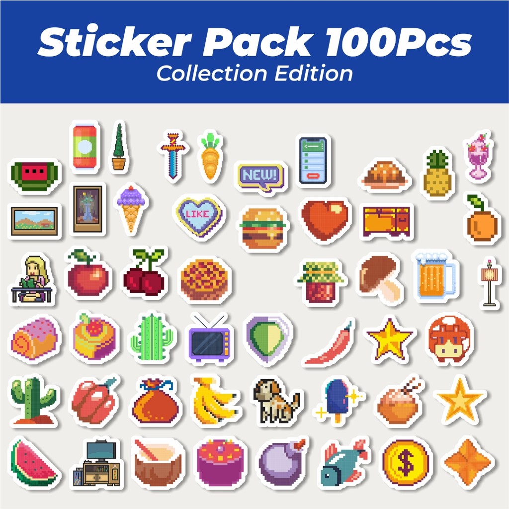 

Hot Sticker Kartun Pixel Sticker Lucu Anti Air Stikers Berperekat Waterproof Sticker Decal Buat Motor Helm Buku Journal Koper Casing HP Laptop Botol Minum