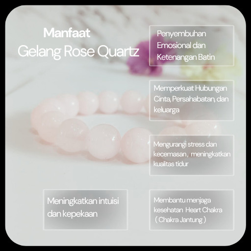 Fanina READY Gelang Rose Quartz Asli – Gelang Crystal Healing Wanita Pria – Pink Quartz Natural