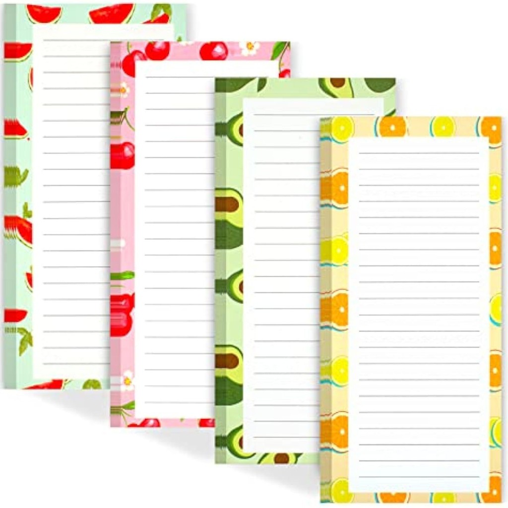 

Bview Art 4 books (200pcs) Magnetic Tearable Notepad - Soft Fridge Stickers with Fruit Design for Shopping Lists & Memos