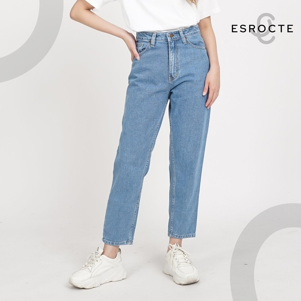 INVOICE | ESROCTE Celana Boyfriend High Waist Mom Jeans Wanita P19 - Biru Folder 26-38