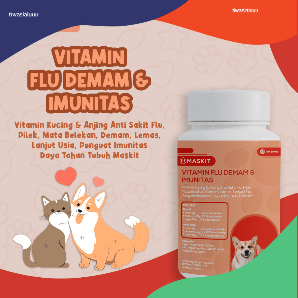 Vitamin Hewan Kucing Anjing Anti Sakit Flu, Pilek, Mata Belekan, Demam, Lemas, Lanjut Usia, Penguat 