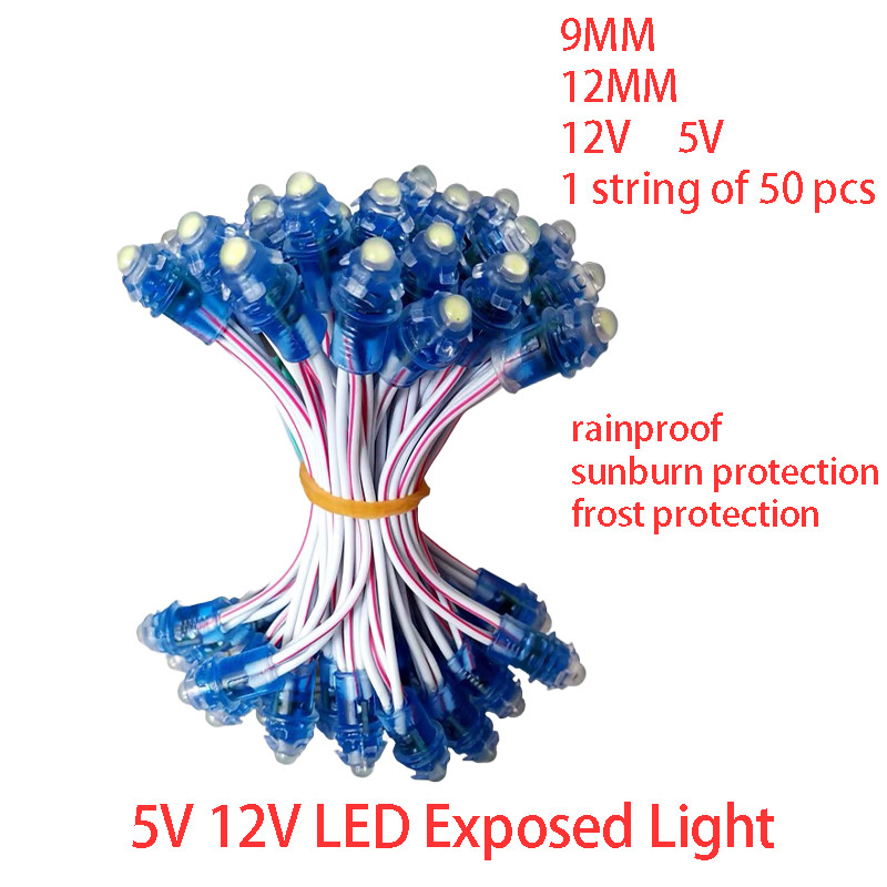 

50PCS/set LED Glue Filled Exposed String Lights perforated billboard perforated letters waterproof beads 9mm12mm5V12V
