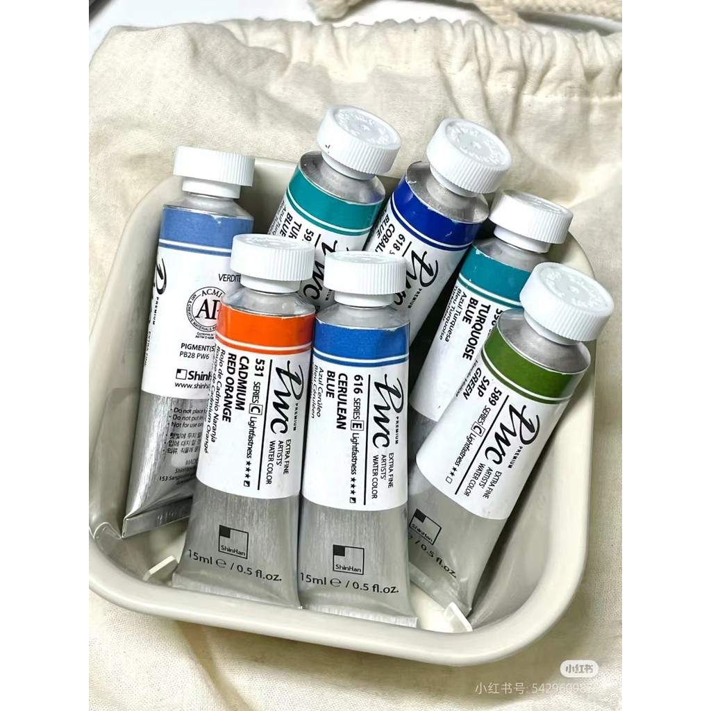 

Korean Import SHINHAN artist watercolor pigment 15ml pwc tubular Acuarela professional beginner art suppliesb Student supplies