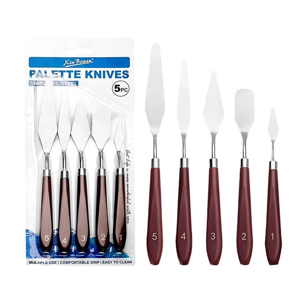 

5 Pack Stainless Steel Oil Painting Knives Artist Crafts Spatula Palette Knife Scraper Drawing Art Tools Stationery Supplies