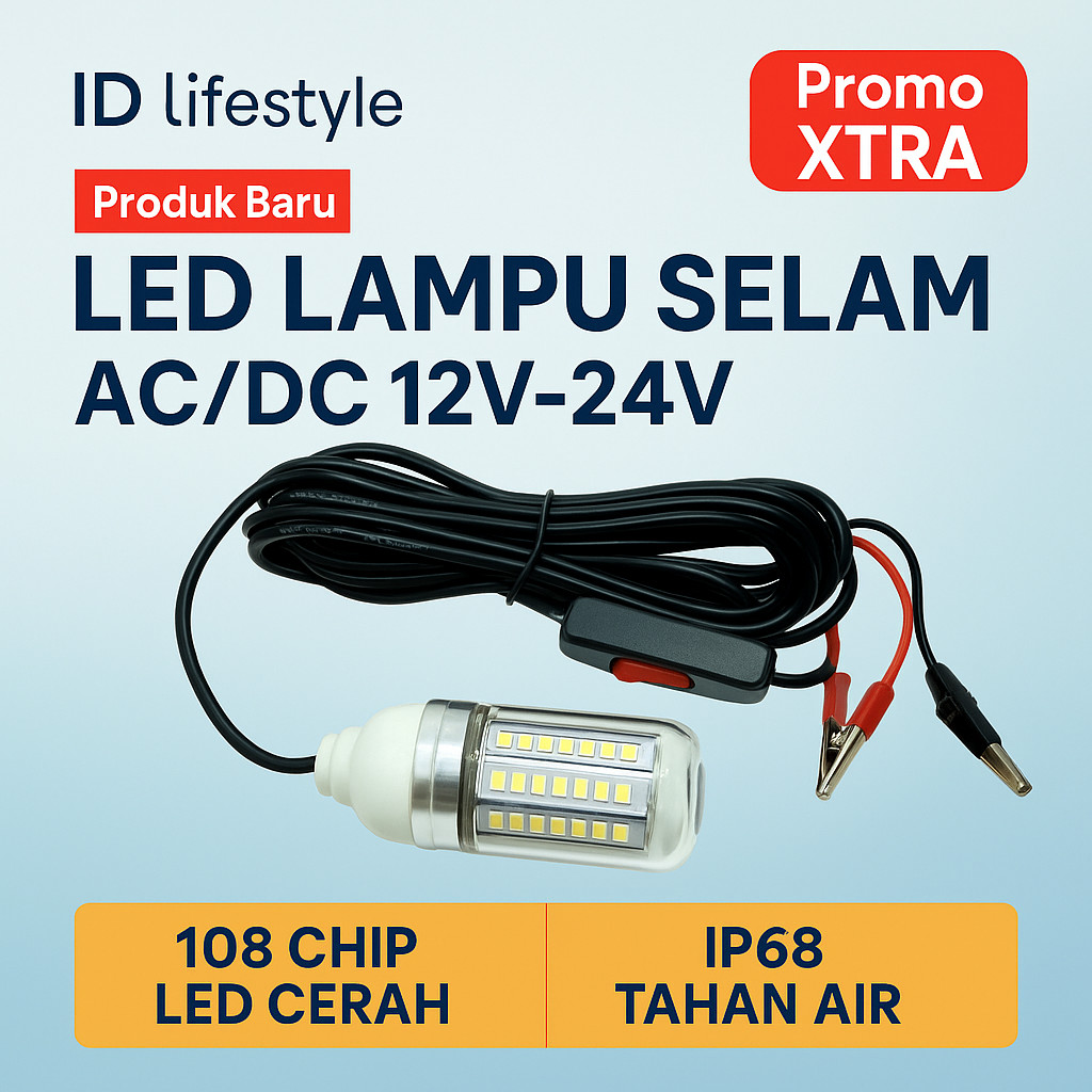 Lampu Pancing LED Bawah Air 12V/24V, Tahan Air, Lampu Umpan Ikan untuk Laut & Kolam, Lampu Jaring / 