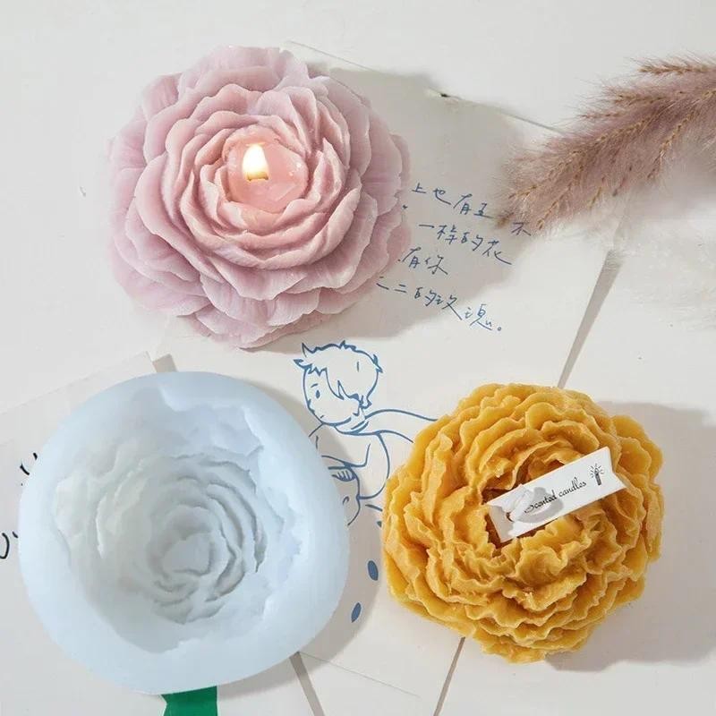 

3D Peony Candle Silicone Mold DIY Relief Flower Soap Resin Plaster Mould Home Decor Chocolate Cake Ice Baking Making Tool Gifts