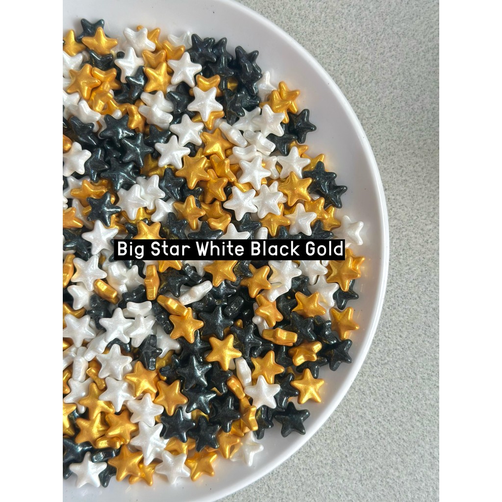 

Sprinkle Big Star White Black Gold 500gr