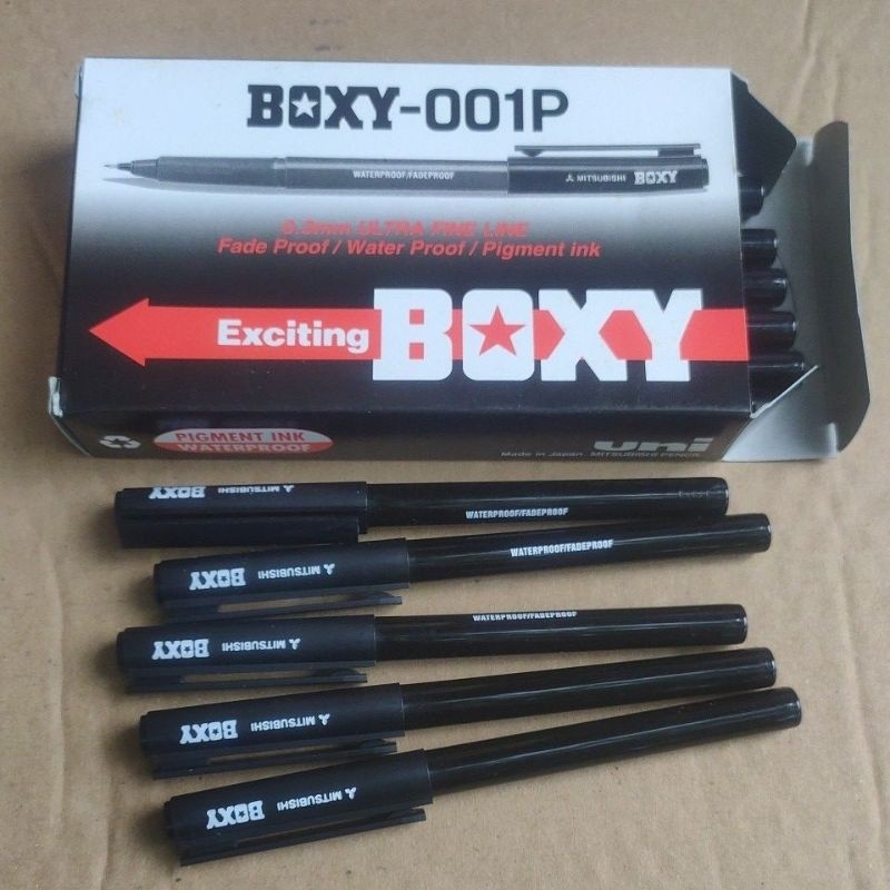 

Pulpen BOXY-001P 0.3mm Ultra Fine Line Fade Proof / Water proof 1 Lusin