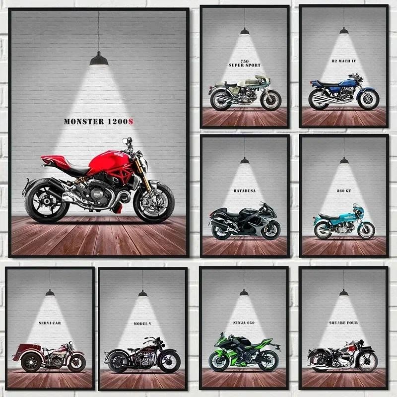 

Canvas Painting Wall Art Pictures Vintage Super Sport Motorcycle Showroom Classic R12 SS100 Poster Home Room Decor