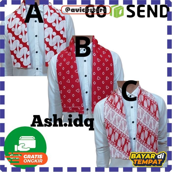 PROMO syal wanita batik merah putih scraft batik pria - C