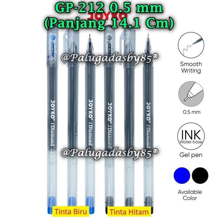 

(1 Pak/12) GROSIR Gelpen JOYKO GP-212 iDiamond 0.5 mm / Gel Pen Pulpen Pena Joyko GP-212 (Pak/12)